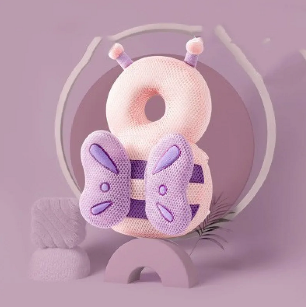 Cute plush toy with a butterfly design on a soft purple background